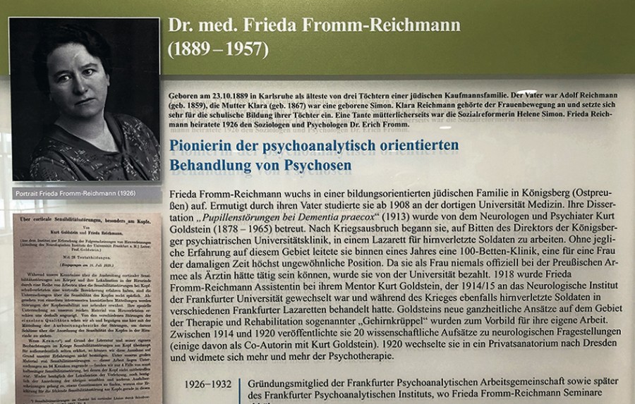 Bild- und Texttafel von Dr. med. Frieda Fromm-Reichmann (1889-1957), obere Hälfte foto_2.jpg